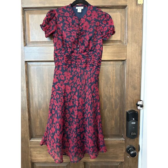 Y2K DELIA'S Magenta Blue Floral Midi Dress Size XS - Picture 1 of 6
